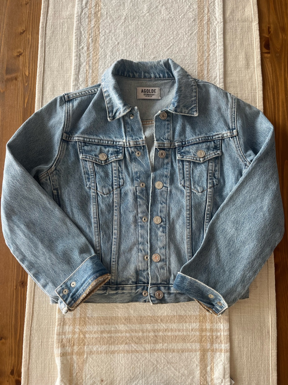 Agolde Reputation Shrunken Jean Jacket in the Renewal Wash